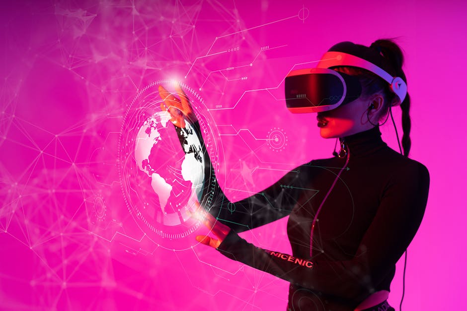 Žena u interakciji s VR hologramom